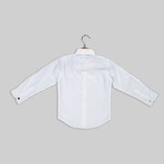 White Cotton Shirt For Boys With Superhero Motif