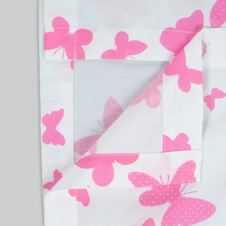 White Cotton Butterfly Printed Sleepwear For Girls