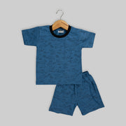 Blue Hosiery Dinasaur Print Co-ord Set For Boys