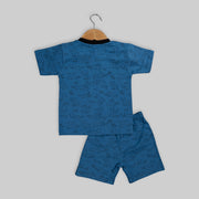 Blue Hosiery Dinasaur Print Co-ord Set For Boys