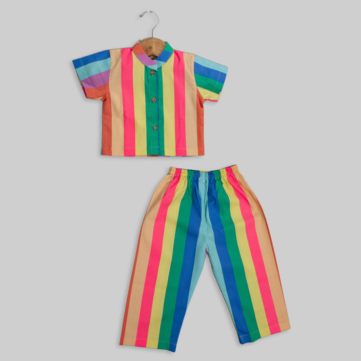 Multicoloured Cotton Co-ord Set For Girls