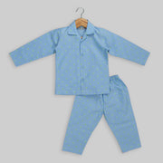 Blue Cotton Nautical Print Sleepwear For Boys