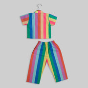 Multicoloured Cotton Co-ord Set For Girls