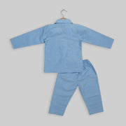 Blue Cotton Nautical Print Sleepwear For Boys