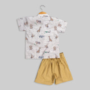 Beige Shirt and Pant Set For Boys