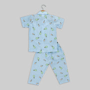 Blue Cotton Hot-air Balloon Printed Sleepwear For Boys