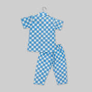 Blue Cotton Checks Printed Sleepwear For Boys