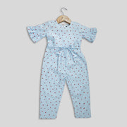 Blue Cotton Jumpsuit For Girls